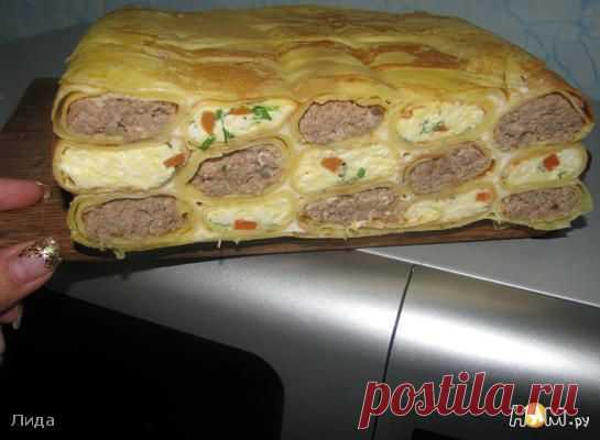 Блинный пирог с мясом и сыром - Рецепт с пошаговыми фотографиями - Ням.ру
