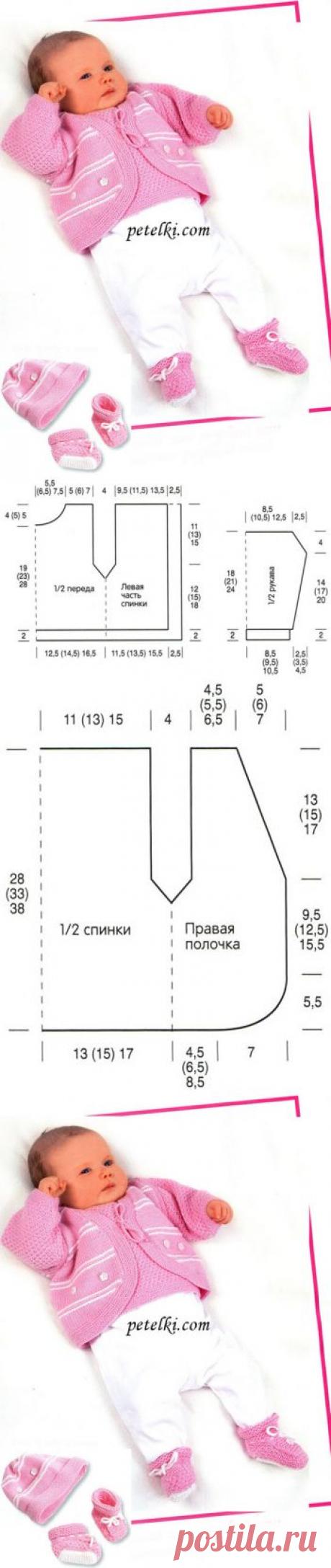 пуловер шапочка и пинетки