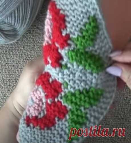 Красивая розочка для вязания тапочек