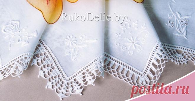 Обвязка края платочка крючком