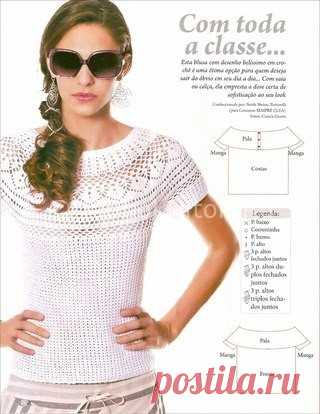 Ажурный белый топ | Вязание для женщин | Вязание спицами и крючком. Схемы вязания.