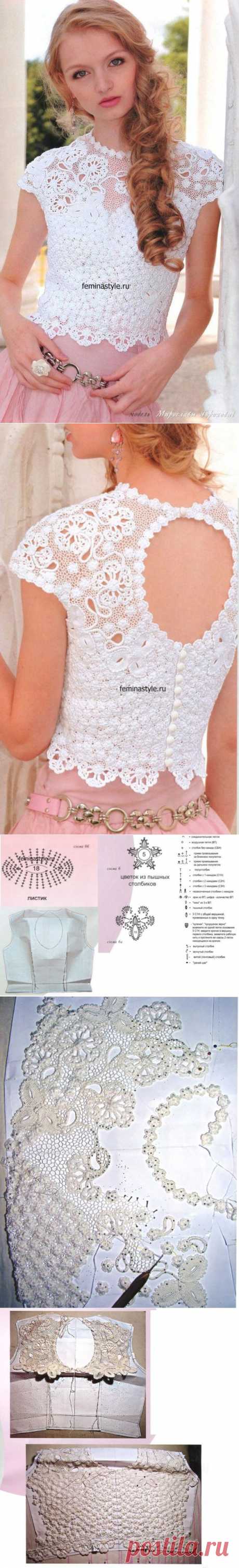 Летний топ-корсет связанный крючком