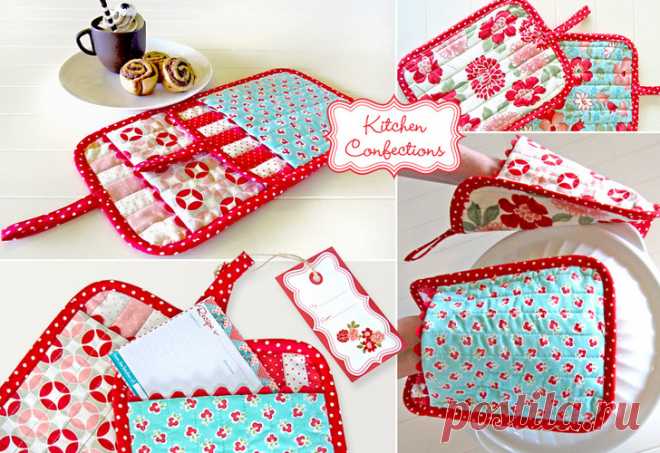 Kitchen Confections in Moda's Vintage Modern: Patchwork Oven Mitts | Sew4Home