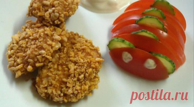 Куриные наггетсы в кукурузных хлопьях, пошаговый рецепт с фото