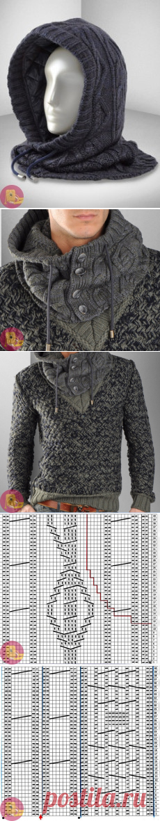 Вязаный снуд-капюшон для мужчин — Сделай сам, идеи для творчества - DIY Ideas