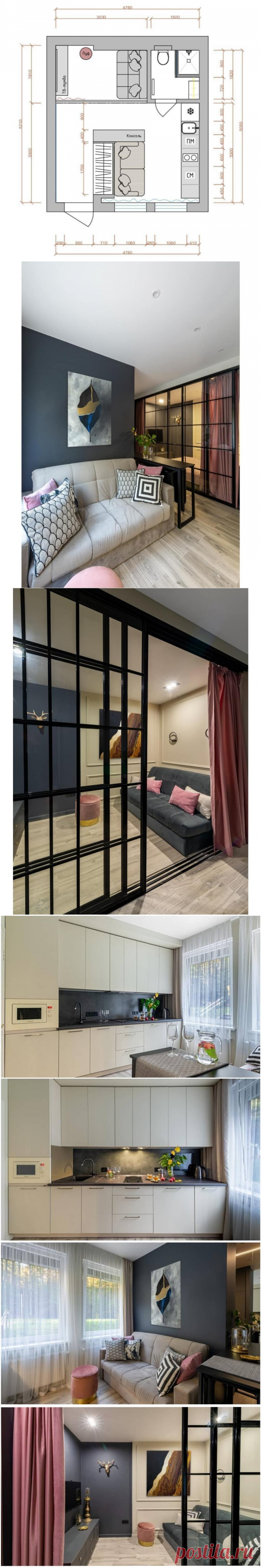 Маленькая необычная студия 24 кв.м с отдельной спальней — показываем планировку и дизайн | Mebel.ru | Яндекс Дзен