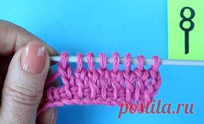 Столбик с двумя воздушными петлями,тунисское вязание