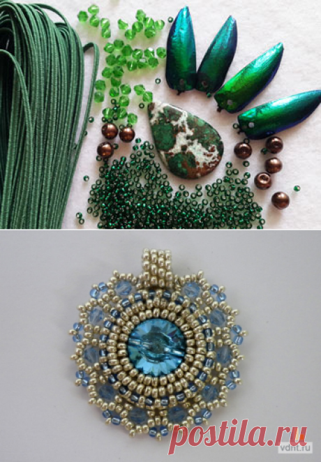 Кулон из бисера &quot;Голубое сияние&quot; (мастер-класс и схемы) | ВДНТ