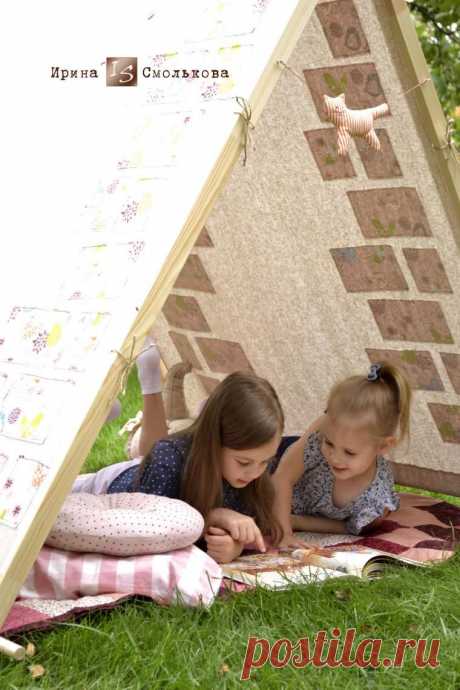 Без рук, без топоренка построена избенка! Мастер-класс по изготовлению шалаша для детских игр