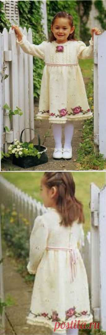 Платье для девочками с жаккардовыми розочками | Шкатулочка для рукодельниц