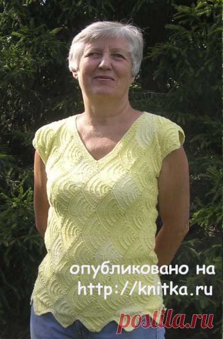 Топ Тюльпанчик. Лоскутное вязание спицами. Работа Татьяны Родионовой, Вязание для женщин