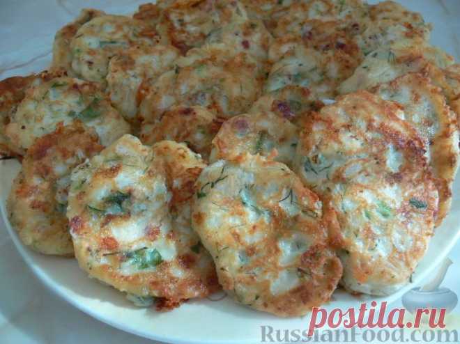 Оладьи с колбасой, луком и сыром на RussianFood.com
