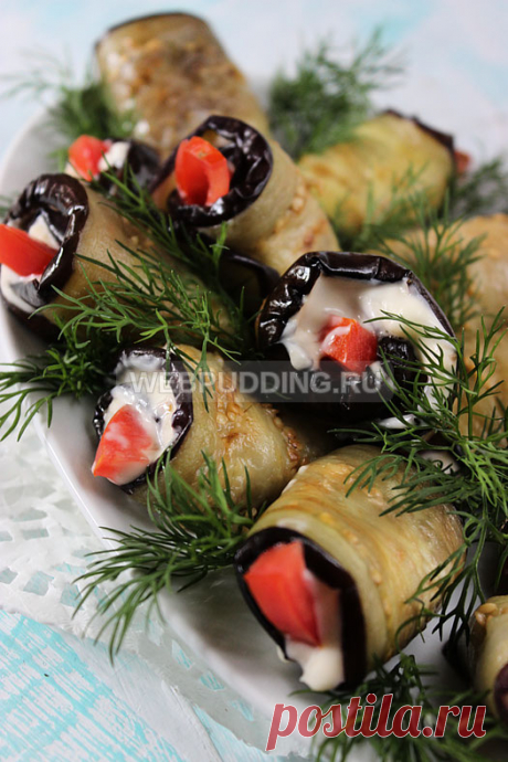 Рулетики из баклажанов с помидорами и чесноком | Как приготовить на Webpudding.ru