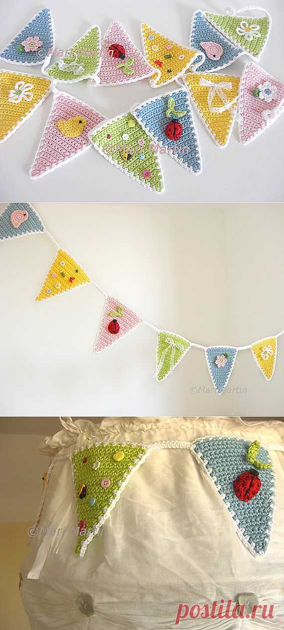 Crochet Bunting Garland Pattern Garden Flower Wall от MariMartin