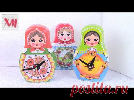 Часы матрешка своими руками /DIY clock. ХоббиМаркет
