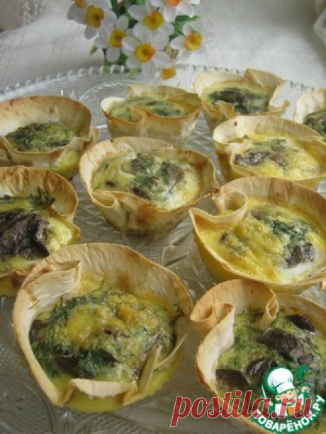 Корзиночки из лаваша с грибами - кулинарный рецепт