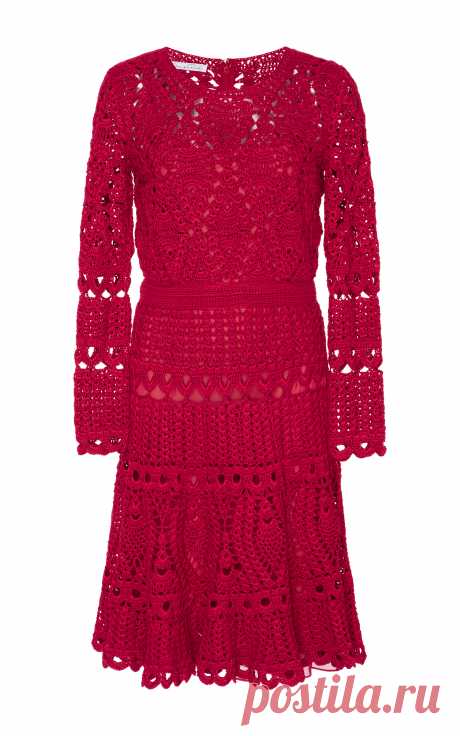 Красный Кардинал. Платье крючком от Oscar de la Renta