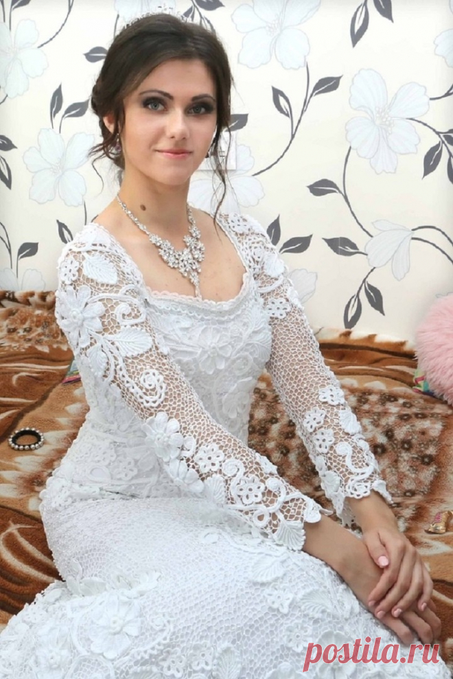 Свадебное платье для дочки. 100 % хлопок Виолет и Канарис,крючок 1,0 и 0,6.