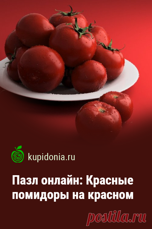 Пазл онлайн: Красные помидоры на красном. Красивый пазл с яркими помидорами из серии «Овощи и фрукты». Собирай пазлы на сайте!
