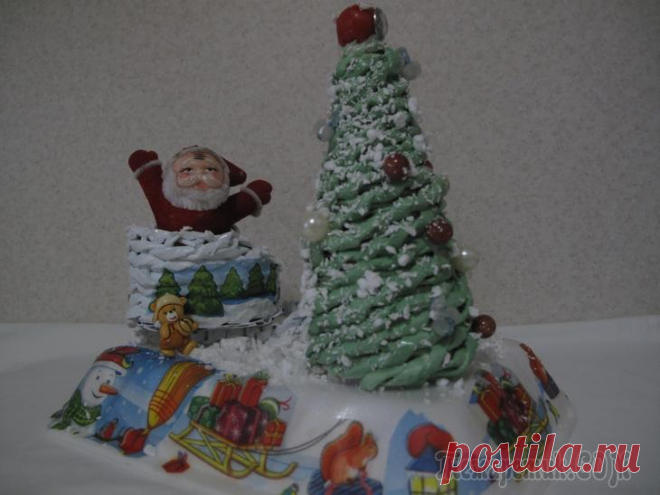 Плетение из газет: МК «Ёлочка и сани Деда Мороза>>