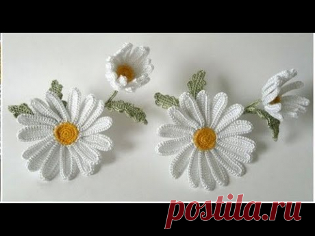 Цветы крючком. Ромашки. Мастер-класс. | razpetelka.ru