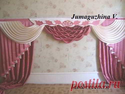 Равносторонний сваг "СОТЫ". | ШТОРЫ, ЛАМБРЕКЕНЫ, ДОМАШНИЙ ТЕКСТИЛЬ СВОИМИ РУКАМИ