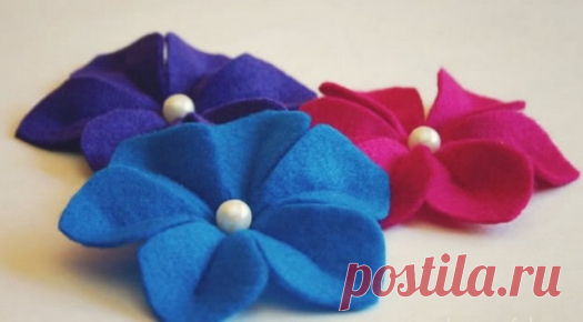 Поделки своими руками - Делаем объёмные цветы из фетра. Мастер-класс с выкройкой.