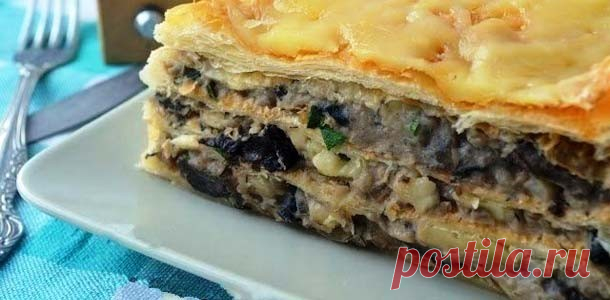 Необычный рецепт соленой закуски - Наполеон с картофельно-грибным кремом