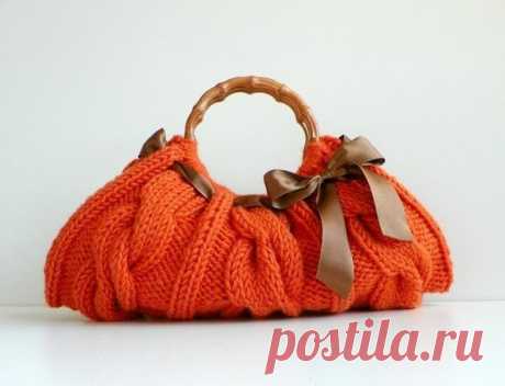 (434) Knitted Orange Handbag Number-0146