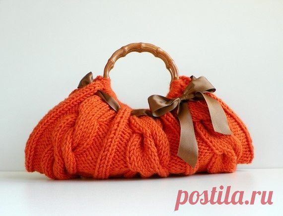 (434) Knitted Orange Handbag Number-0146