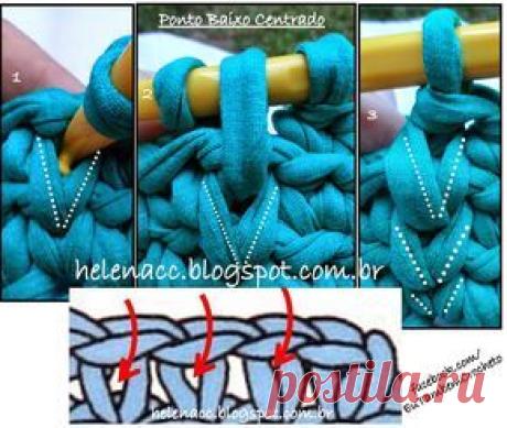 EU TAMBÉM CROCHETO...: Cesto Ponto Baixo Centrado em Trapilho