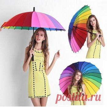 Зонтик в радужной расцветке купить по цене 1047 рублей. Бесплатная доставка из Китая!