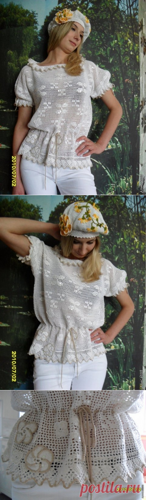 Кофточка крючком «Яблоневый цвет» или о том, как вязание лечит | razpetelka.ru