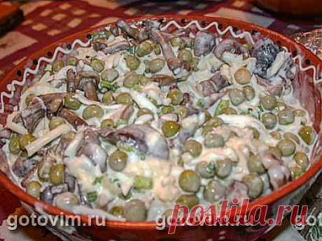 Грибной салат с сыром. Фото-рецепт / Готовим.РУ
