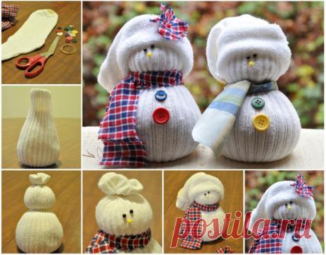 Прекрасный DIY очаровательны носок снеговики | WonderfulDIY.com