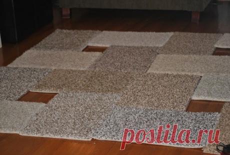 Рукодельница легко и просто делает большой мозаичный ковёр для дома