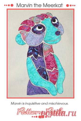 Marvin the Meerkat PDF Pattern | Pattern Poole Fun fusible applique design that can be stitched by hand or machine. Frame it, make it into a cushion or use in a quilt.Finished size is 30 cm x 40 cm (12