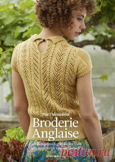 Ажурная кофточка спицами Broderie Anglaise Винтажная ажурная кофточка спицами Broderie Anglaise от дизайнера Pat Menchini. Для вязания этой ажурной кофточки спицами Вам потребуется.