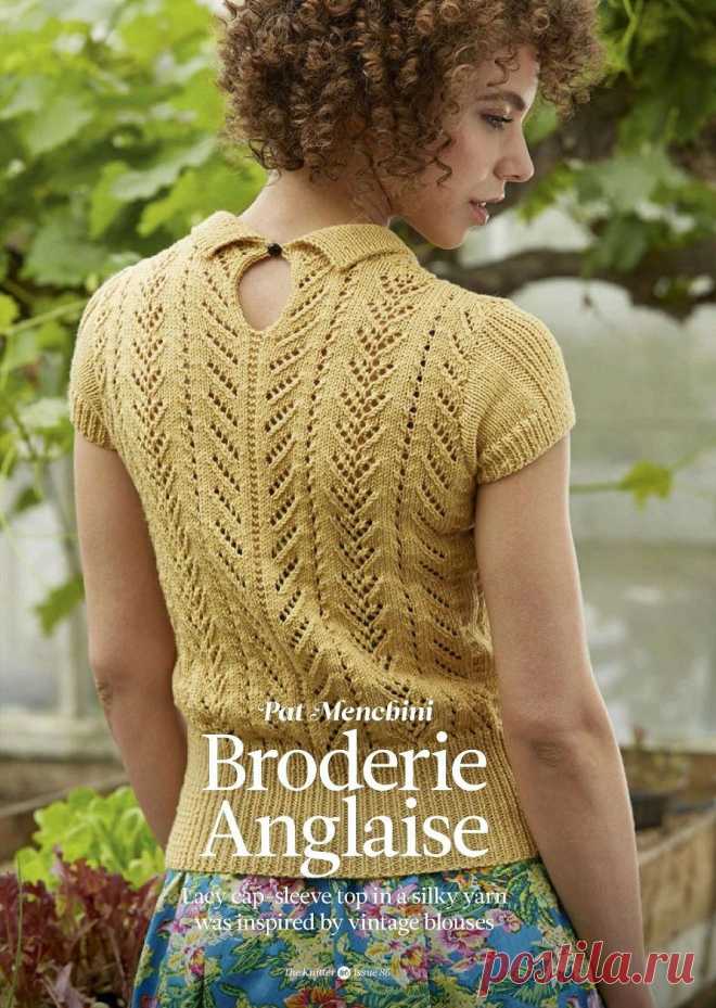 Ажурная кофточка спицами Broderie Anglaise Винтажная ажурная кофточка спицами Broderie Anglaise от дизайнера Pat Menchini. Для вязания этой ажурной кофточки спицами Вам потребуется.