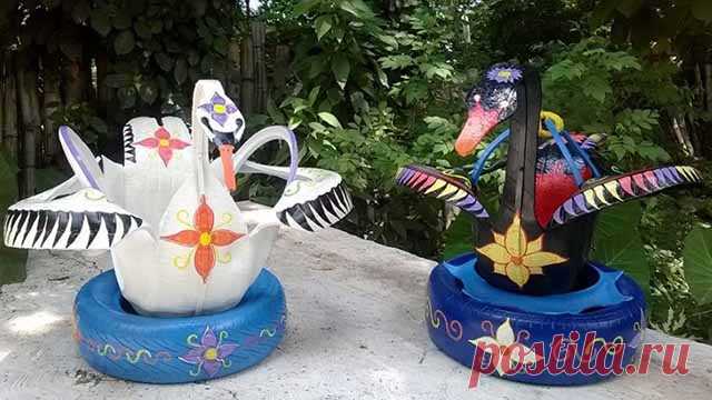 Поделки из шин своими руками: 100 фото и мастер-класс Превращать отслужившие свое вещи в разнообразные предметы мебели и декора уже давно стало нормой. На старые покрышки, поддоны и пластиковые бутылки многие люди смотрят уже не как на мусор, а исключите…