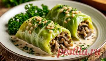 Грибные голубцы с перловкой