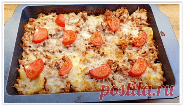 Слой за слоем: быстрый ужин из картофеля с фаршем под сыром!