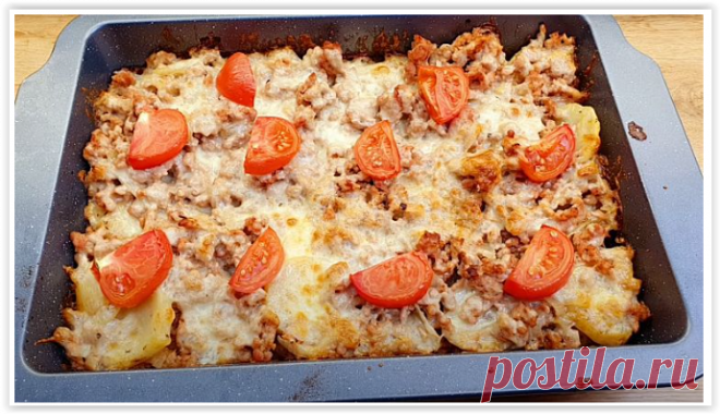 Слой за слоем: быстрый ужин из картофеля с фаршем под сыром!