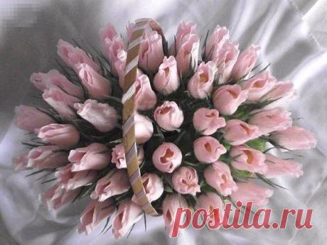 Бутоны роз из конфет — Сделай сам, идеи для творчества - DIY Ideas
