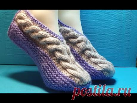 #442. НЕОБЫЧНЫЙ СПОСОБ ВЯЗАНИЯ ТАПОЧЕК.МАСТЕР КЛАСС.