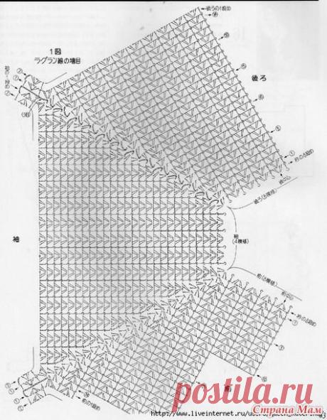 Пуловер реглан крючком