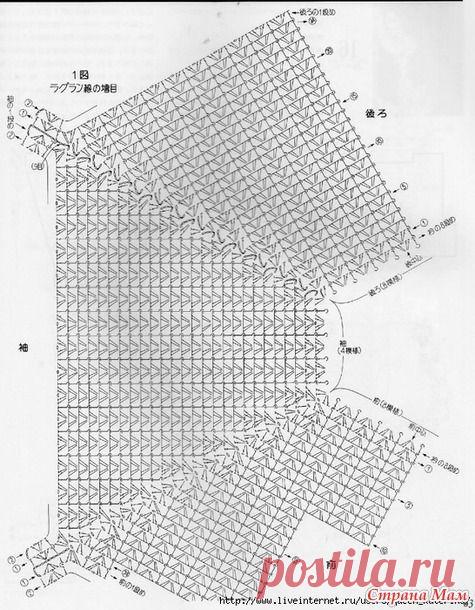 Пуловер реглан крючком