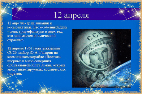 Плейкаст «12 АПРЕЛЯ ВСЕМИРНЫЙ ДЕНЬ АВИАЦИИ И КОСМОНАВТИКИ.»