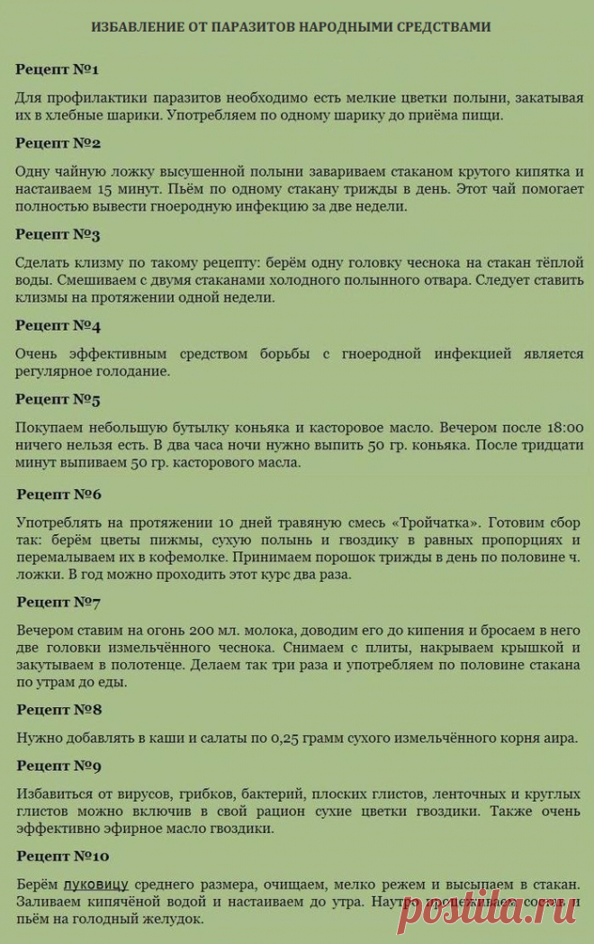 Избавление от паразитов народными средствами