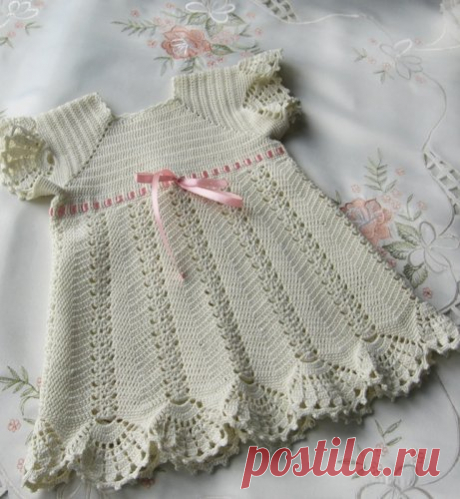 Платье для крещения молочного цвета крючком